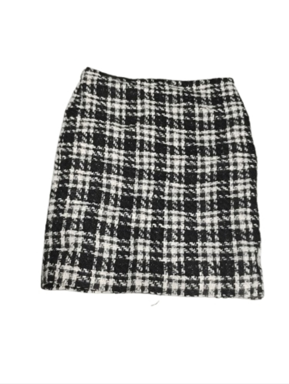 NWT Ann Taylor Factory Plaid Black and White Tweed Skirt Sz 0